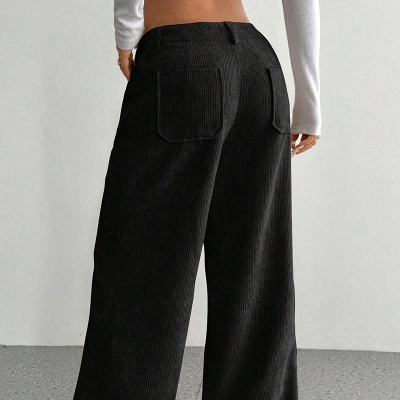 Buddha Stonesプレーンコーデュロイポリエステルレディースボタンワイドレッグパンツ（ポケット付き） - image 21