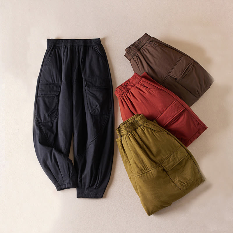 Buddha Stones無地コットンパッド入りレディースハーレムコットン厚手パンツ（ポケット付き） - image 0