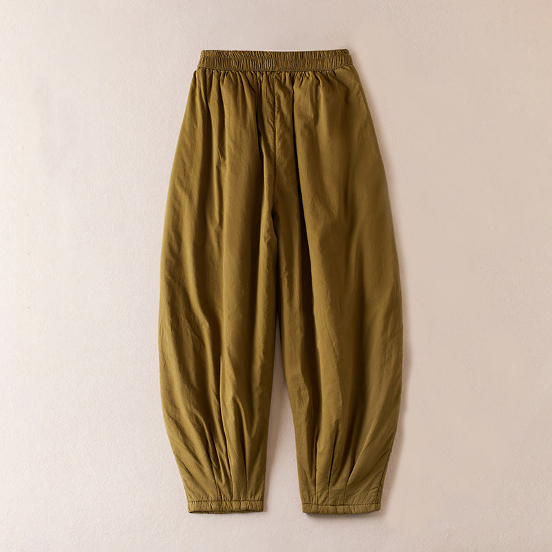 Buddha Stones無地コットンパッド入りレディースハーレムコットン厚手パンツ（ポケット付き） - image 2
