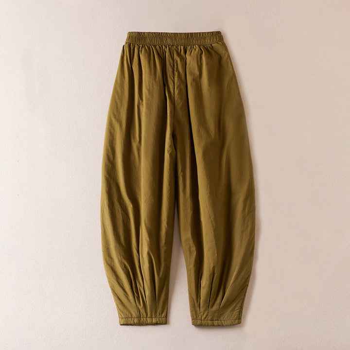Buddha Stones無地コットンパッド入りレディースハーレムコットン厚手パンツ（ポケット付き） - image 2