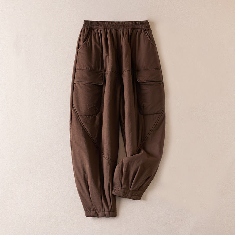 Buddha Stones無地コットンパッド入りレディースハーレムコットン厚手パンツ（ポケット付き） - サドルブラウン - US8-10，UK/AU12-14，EU40-42 (2XL) - image 8