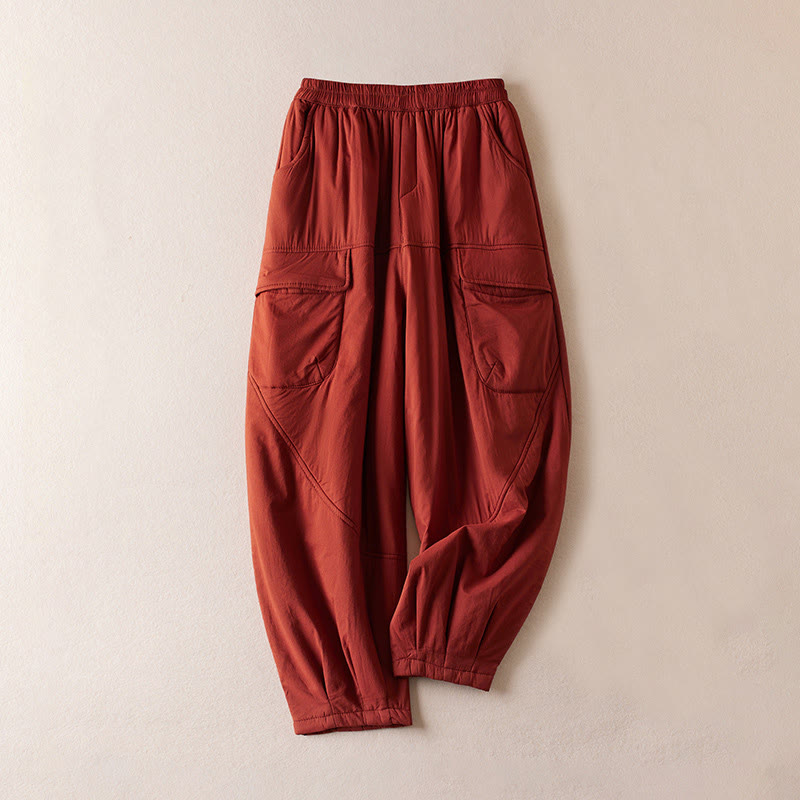 Buddha Stones無地コットンパッド入りレディースハーレムコットン厚手パンツ（ポケット付き） - ファイアブリック - US8-10，UK/AU12-14，EU40-42 (2XL) - image 15