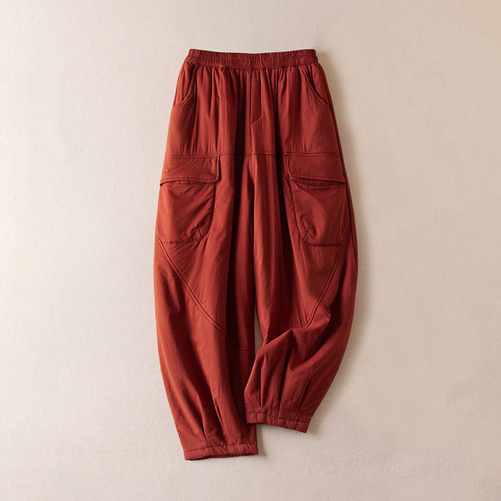Buddha Stones無地コットンパッド入りレディースハーレムコットン厚手パンツ（ポケット付き） - ファイアブリック - US8-10，UK/AU12-14，EU40-42 (2XL) - image 15