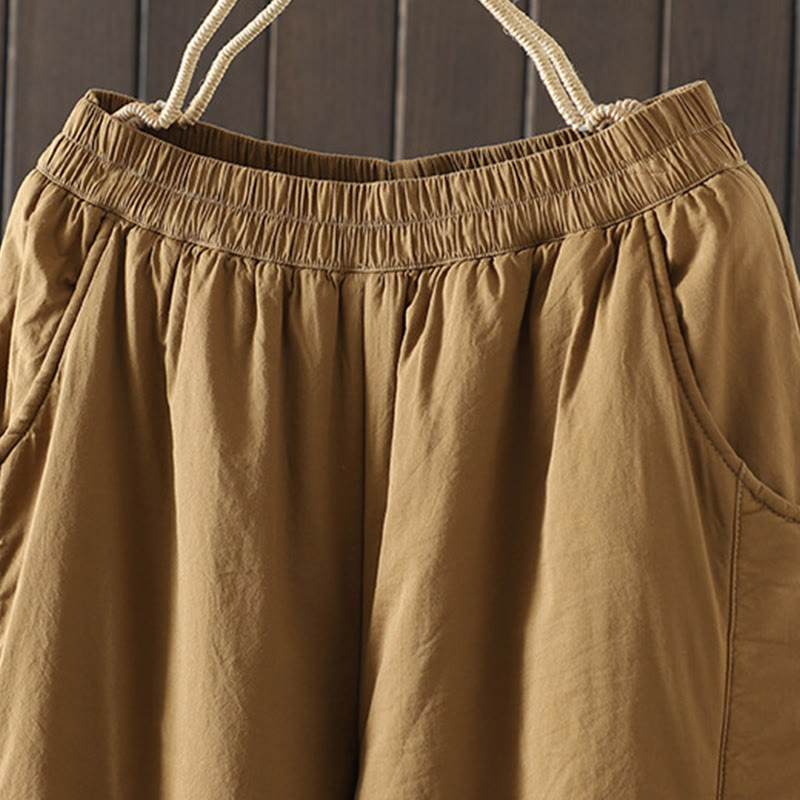 Buddha Stones無地 暖かい コットンパッド レディース ハーレム コットンパンツ ポケット付き - image 6