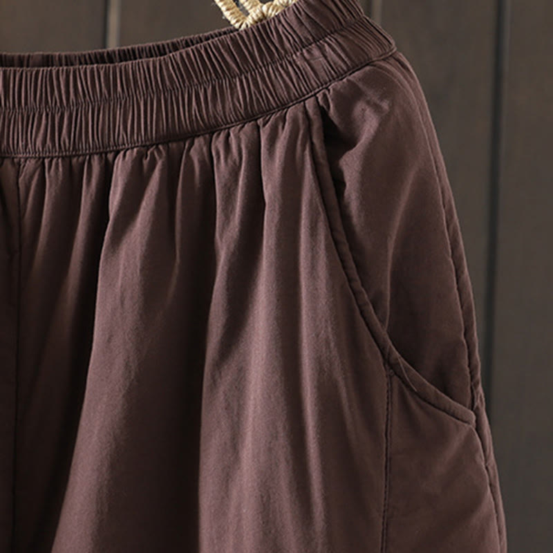 Buddha Stones無地 暖かい コットンパッド レディース ハーレム コットンパンツ ポケット付き - image 8