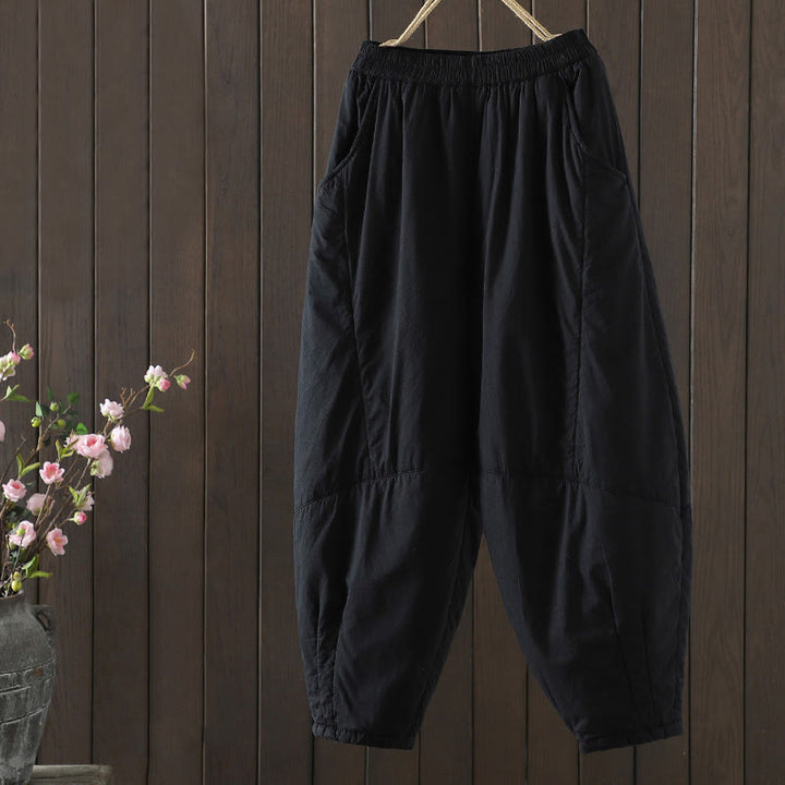 Buddha Stones無地 暖かい コットンパッド レディース ハーレム コットンパンツ ポケット付き - 黒 - US8-10，UK/AU12-14，EU40-42 (2XL) - image 12