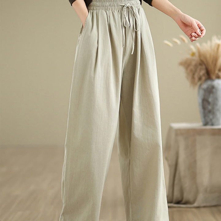 Buddha Stonesカジュアル ストレートレッグ レディース コットンパンツ ポケット付き - image 3