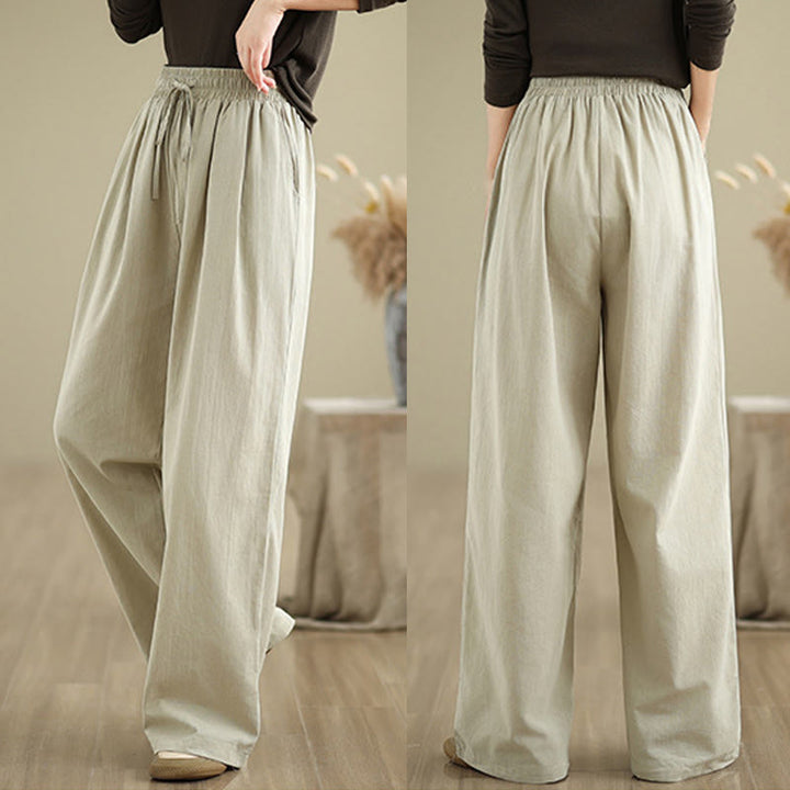 Buddha Stonesカジュアル ストレートレッグ レディース コットンパンツ ポケット付き - image 4