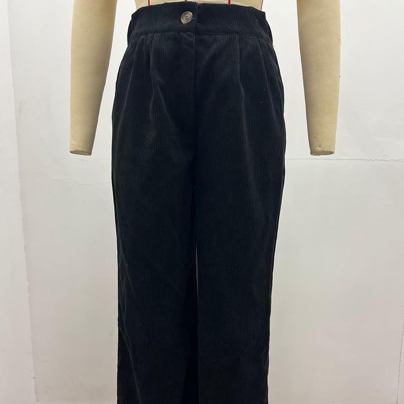 Buddha Stonesカジュアルコーデュロイストレートレッグレディースコットンパンツ（ポケット付き） - image 4