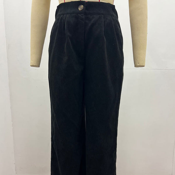 Buddha Stonesカジュアルコーデュロイストレートレッグレディースコットンパンツ（ポケット付き） - image 4
