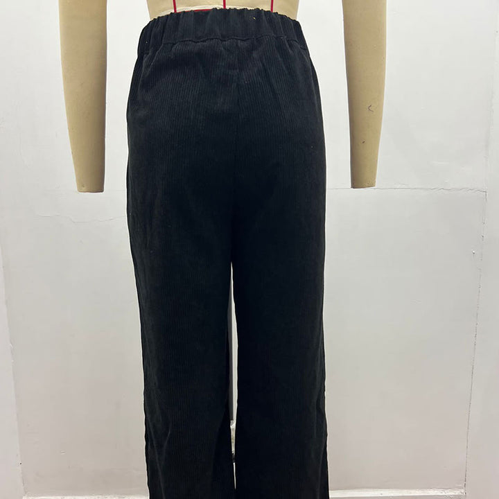 Buddha Stonesカジュアルコーデュロイストレートレッグレディースコットンパンツ（ポケット付き） - image 5