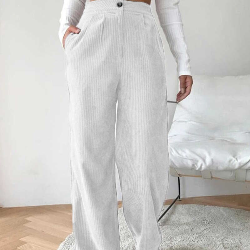 Buddha Stonesカジュアルコーデュロイストレートレッグレディースコットンパンツ（ポケット付き） - 白 - US14、 UK/AU18、 EU46 (2XL) - image 6