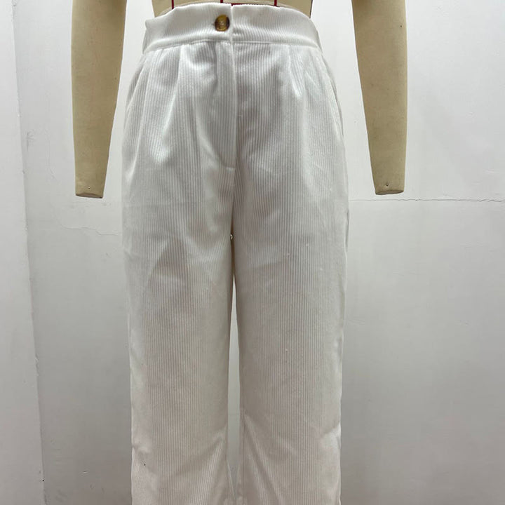 Buddha Stonesカジュアルコーデュロイストレートレッグレディースコットンパンツ（ポケット付き） - image 8
