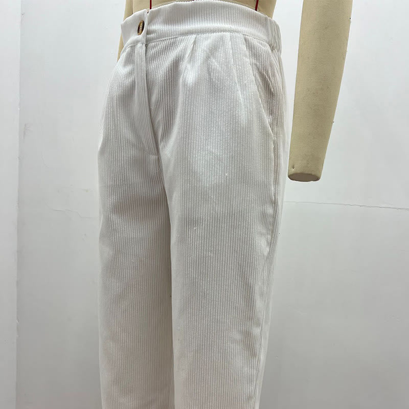 Buddha Stonesカジュアルコーデュロイストレートレッグレディースコットンパンツ（ポケット付き） - image 7