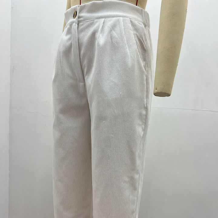 Buddha Stonesカジュアルコーデュロイストレートレッグレディースコットンパンツ（ポケット付き） - image 7