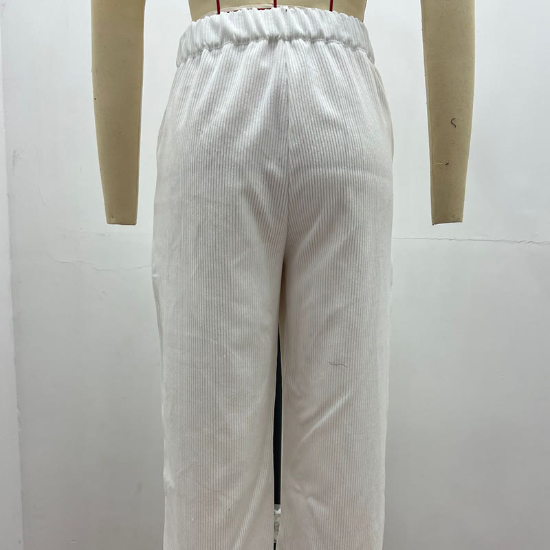 Buddha Stonesカジュアルコーデュロイストレートレッグレディースコットンパンツ（ポケット付き） - image 9