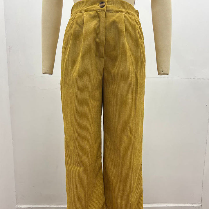 Buddha Stonesカジュアルコーデュロイストレートレッグレディースコットンパンツ（ポケット付き） - image 14