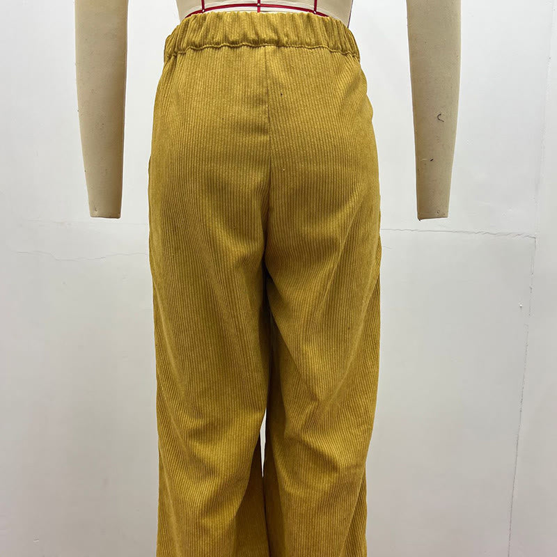 Buddha Stonesカジュアルコーデュロイストレートレッグレディースコットンパンツ（ポケット付き） - image 11