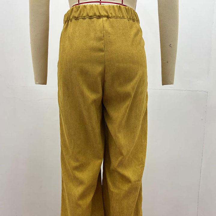 Buddha Stonesカジュアルコーデュロイストレートレッグレディースコットンパンツ（ポケット付き） - image 11