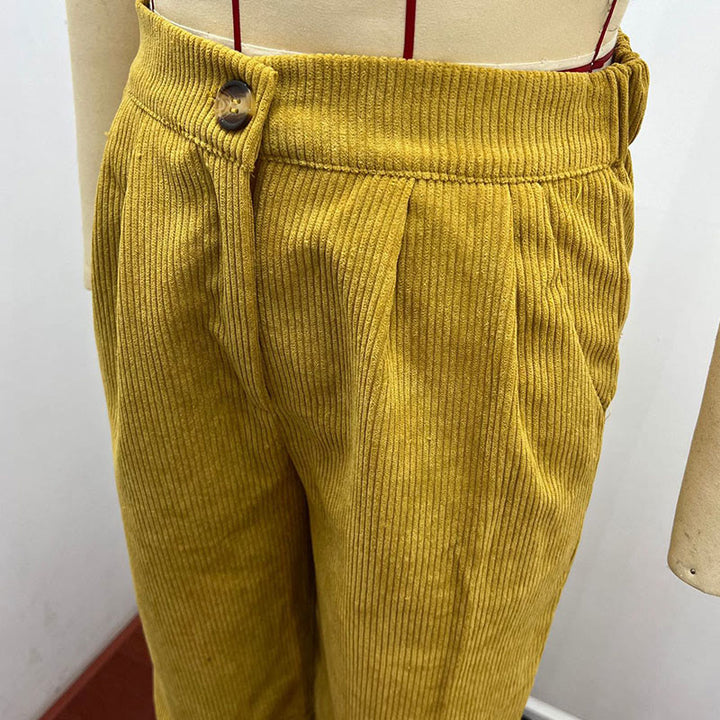 Buddha Stonesカジュアルコーデュロイストレートレッグレディースコットンパンツ（ポケット付き） - image 13