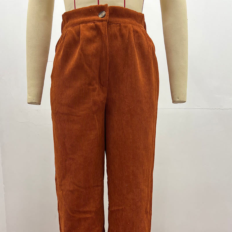 Buddha Stonesカジュアルコーデュロイストレートレッグレディースコットンパンツ（ポケット付き） - image 20