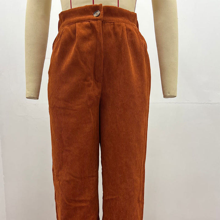 Buddha Stonesカジュアルコーデュロイストレートレッグレディースコットンパンツ（ポケット付き） - image 20