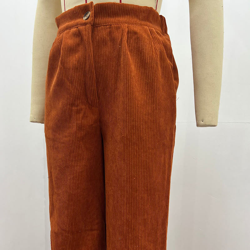 Buddha Stonesカジュアルコーデュロイストレートレッグレディースコットンパンツ（ポケット付き） - image 19
