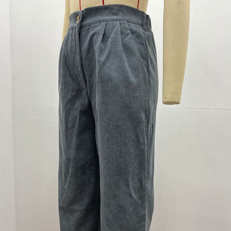Buddha Stonesカジュアルコーデュロイストレートレッグレディースコットンパンツ（ポケット付き） - image 25