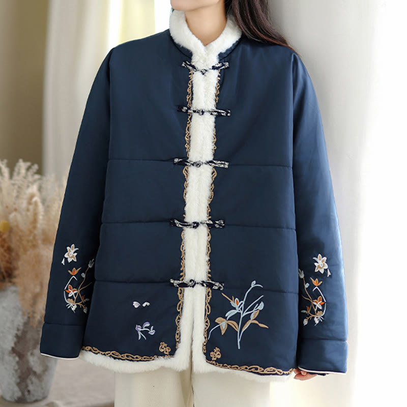 Buddha Stonesレディース 長袖 厚手 コットン 中綿 ジャケット ポケット付き - image 4