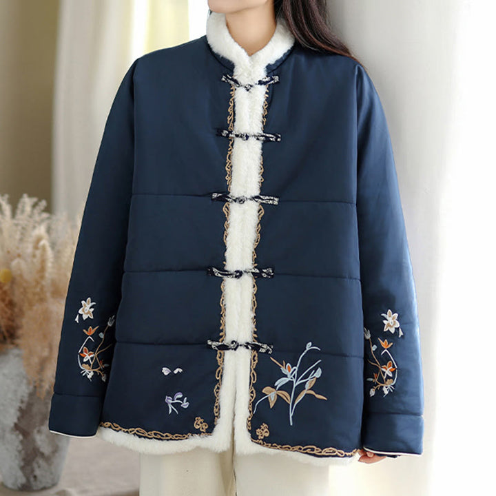 Buddha Stonesレディース 長袖 厚手 コットン 中綿 ジャケット ポケット付き - image 4