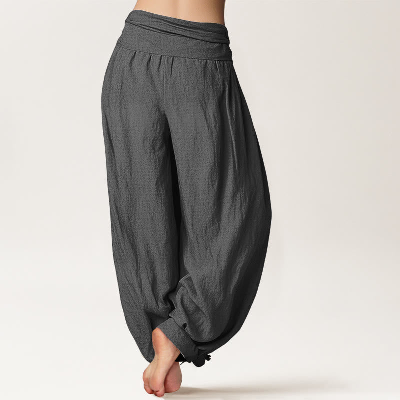 Buddha Stonesと飛鶴模様のレディース伸縮性ウエストハーレムコットンパンツ - image 2