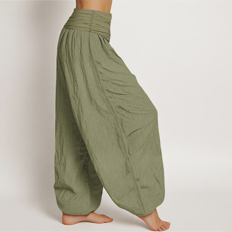 Buddha Stonesと陰陽の手模様のレディース伸縮性ウエストハーレムコットンパンツ - image 15