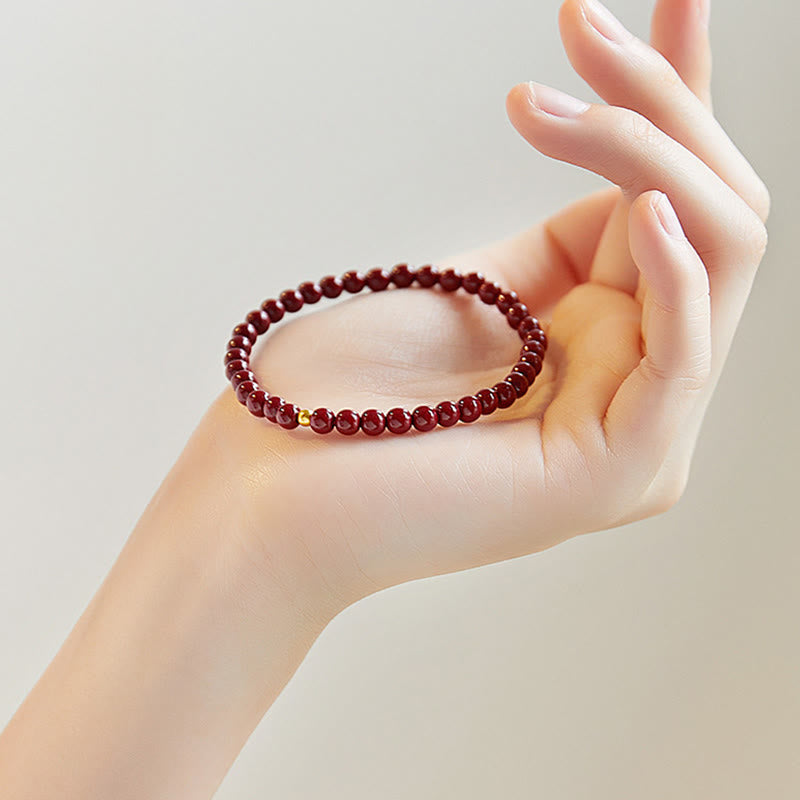 Buddha Stones925スターリングシルバー 辰砂ビーズ良縁祈願ブレスレット - image 1