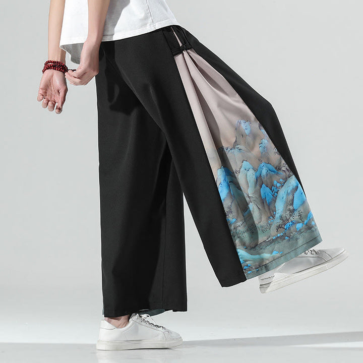Buddha Stones 山と川の柄 メンズ ワイドレッグパンツ ポケット付き - image 5