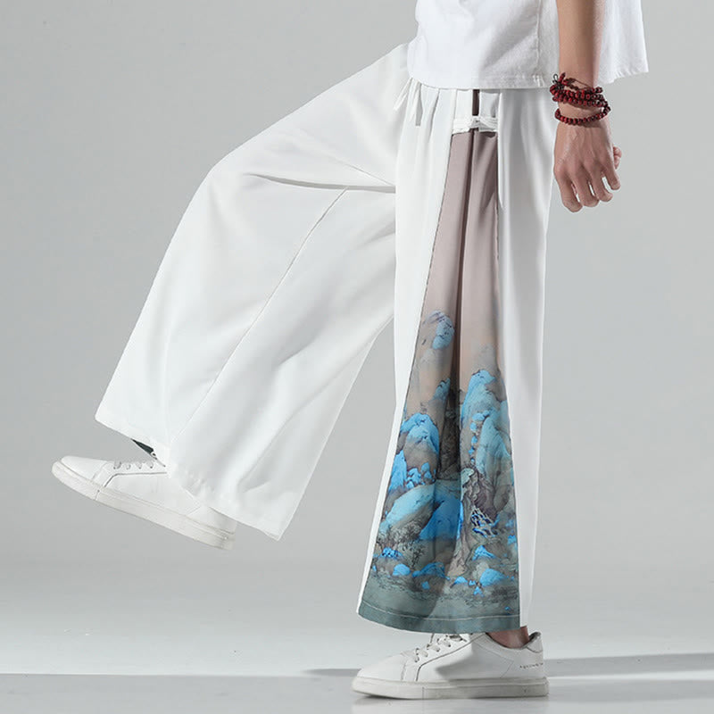 Buddha Stones 山と川の柄 メンズ ワイドレッグパンツ ポケット付き - image 15
