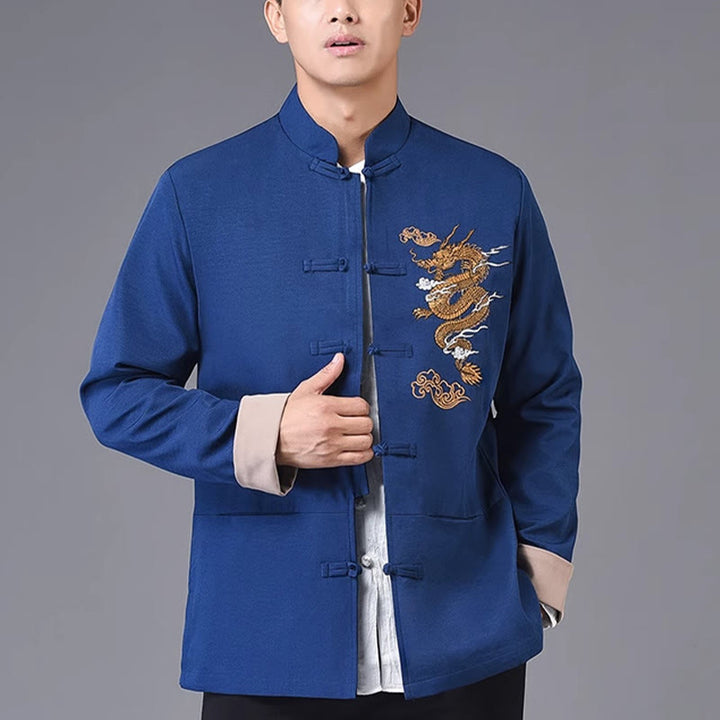 Buddha Stones刺繍ドラゴンフロッグボタンデザイン長袖メンズジャケット - image 17