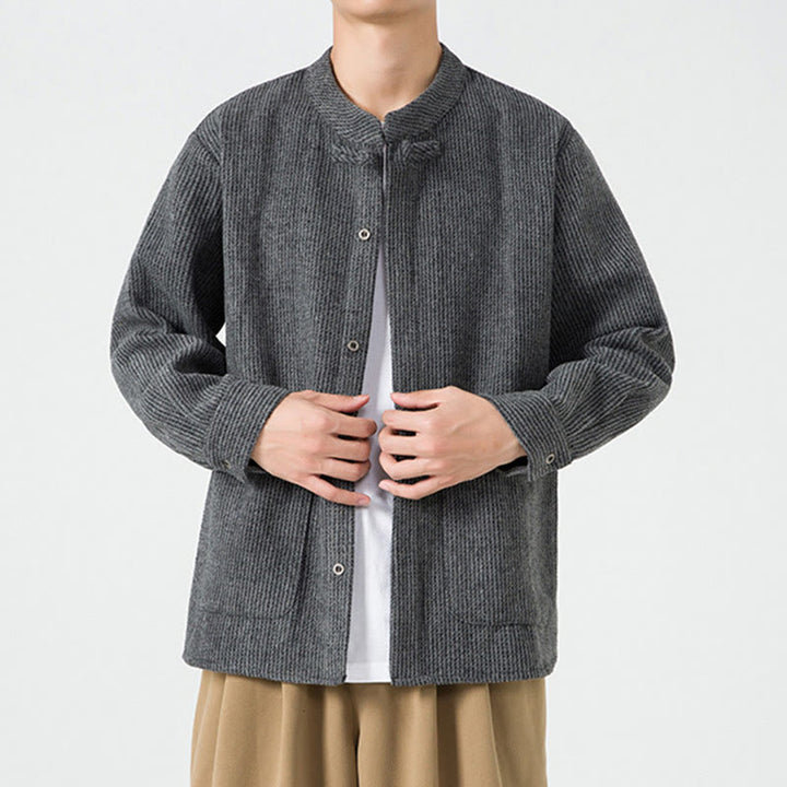 Buddha Stones無地 フロッグボタン 長袖 メンズ コットン コーデュロイ ジャケット ポケット付き - image 12