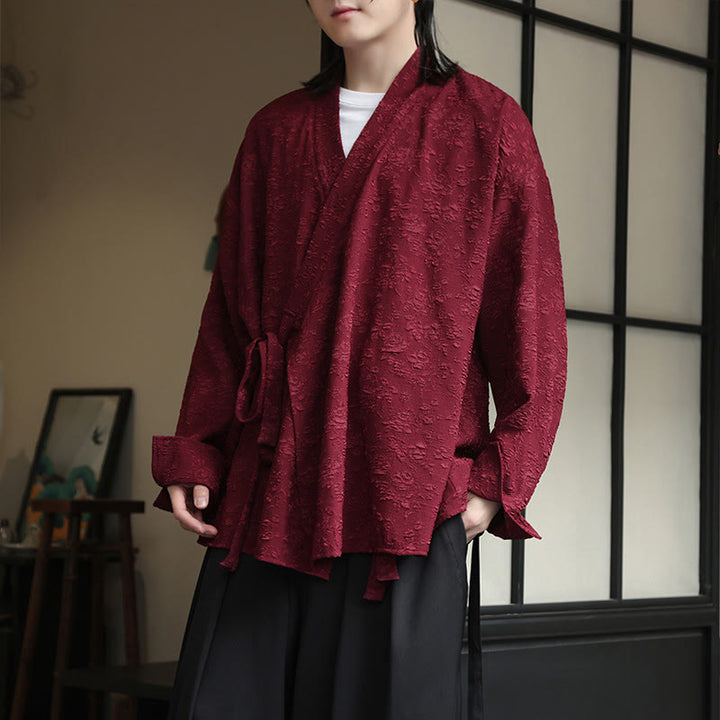 Buddha Stones春 Vネック 花柄 メンズ レースアップデザイン 長袖シャツ - image 9