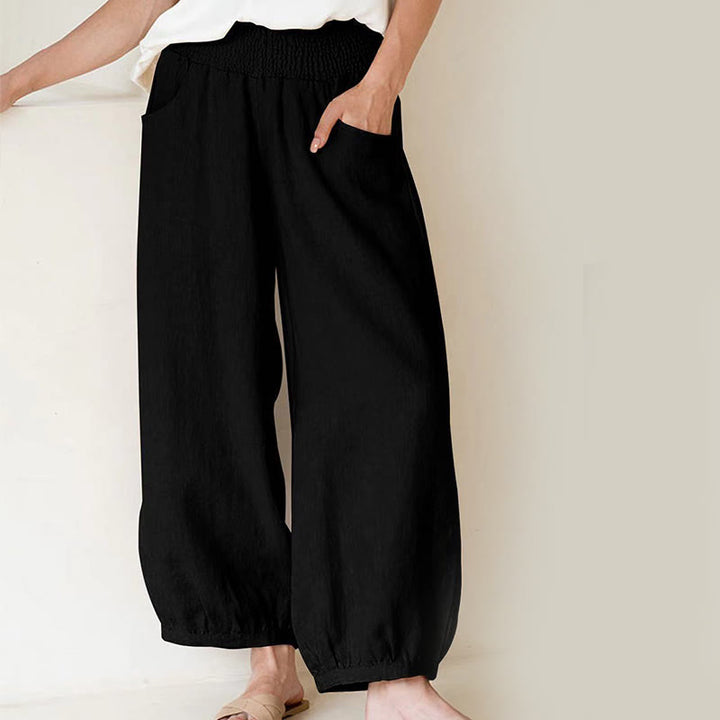 Buddha Stones無地 コットン製 レディース ハーレムパンツ ポケット付き - 黒 - US16、 UK/AU20、 EU48 (3XL) - image 2