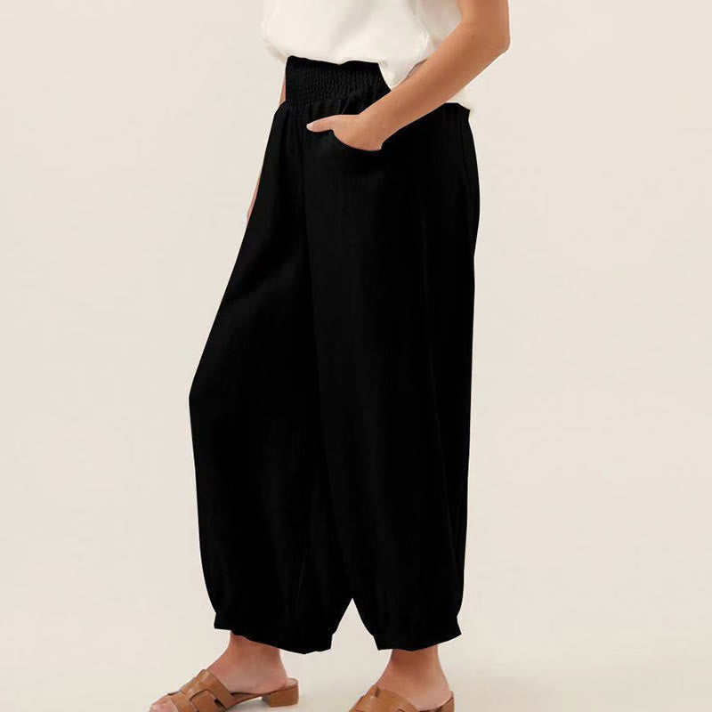 Buddha Stones無地 コットン製 レディース ハーレムパンツ ポケット付き - image 3