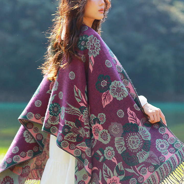 Buddha Stonesジャカードエスニックペイズリー植物柄タッセルソフトサーマルスカーフショール - image 30