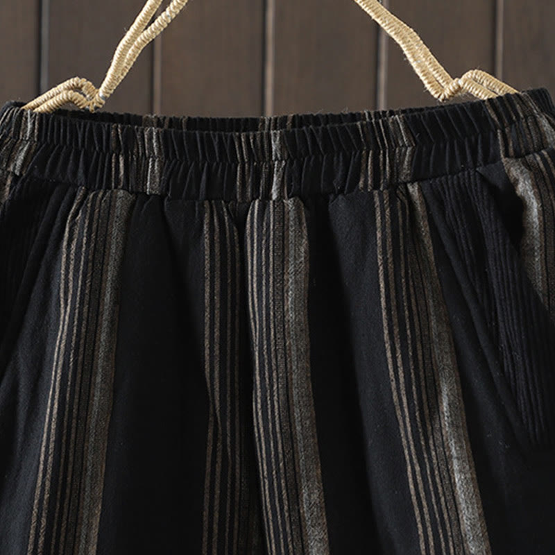 Buddha Stones通勤用サーマルストライプコットンコーデュロイレディースハーレムパッド入りパンツ（ポケット付き） - image 10