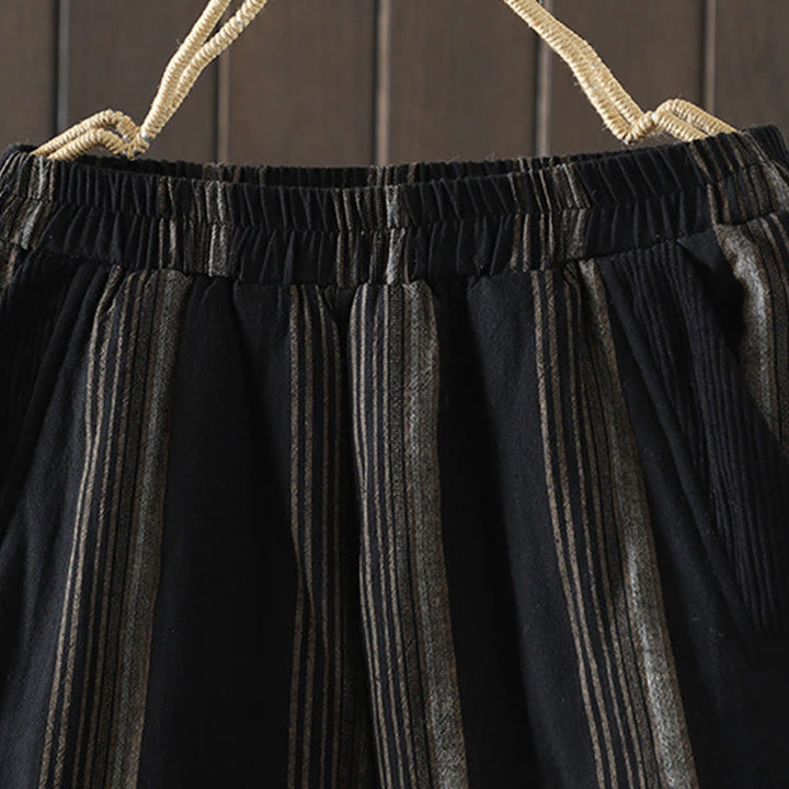 Buddha Stones通勤用サーマルストライプコットンコーデュロイレディースハーレムパッド入りパンツ（ポケット付き） - image 10