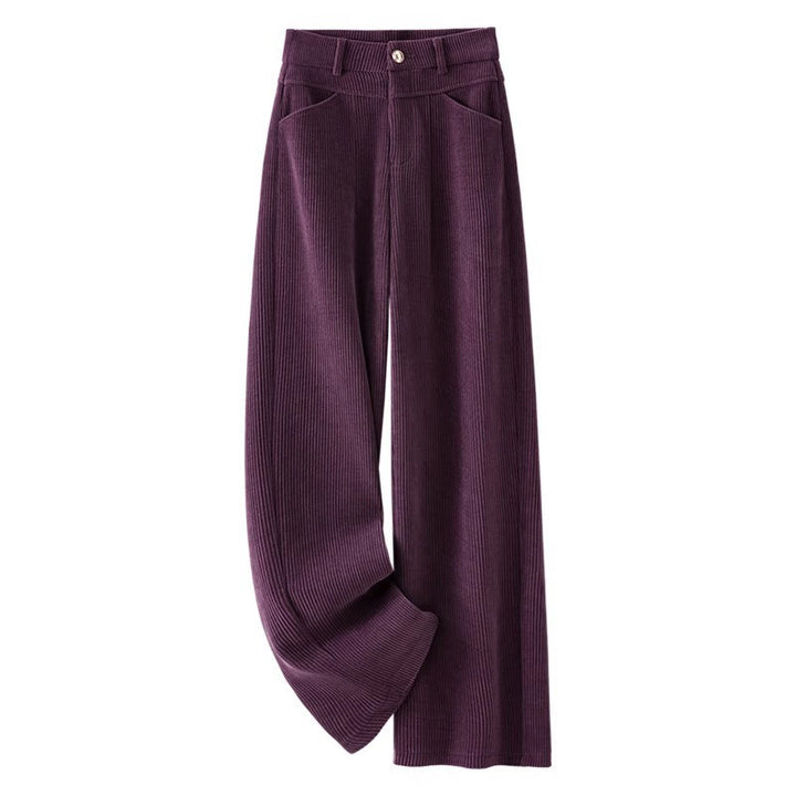 Buddha Stones冬用ストレートレッグデザイン コットンコーデュロイ レディース ワイドレッグパンツ ポケット付き - image 11