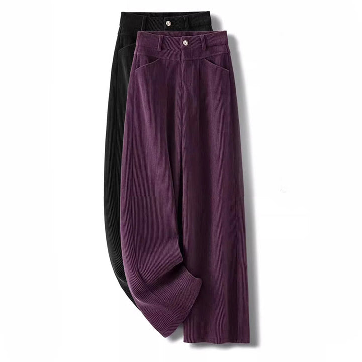Buddha Stones冬用ストレートレッグデザイン コットンコーデュロイ レディース ワイドレッグパンツ ポケット付き - image 14