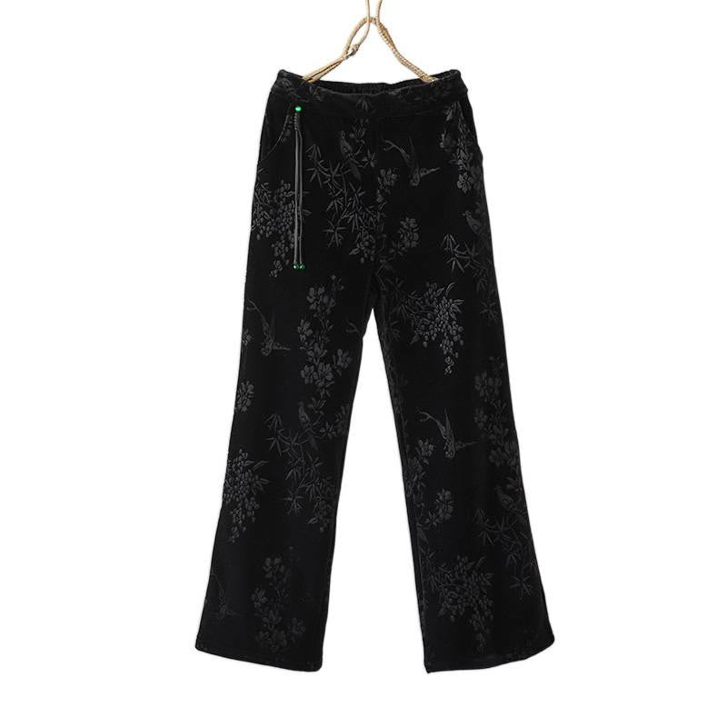 Buddha Stonesレディース ジャカード ハイウエストデザイン ワイドレッグ コットンフリース裏地 ポケット付きパンツ - image 14