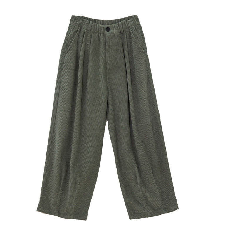 Buddha Stonesレディース ハイウエスト ジッパーデザイン ワイドレッグ コットンコーデュロイパンツ ポケット付き - image 1