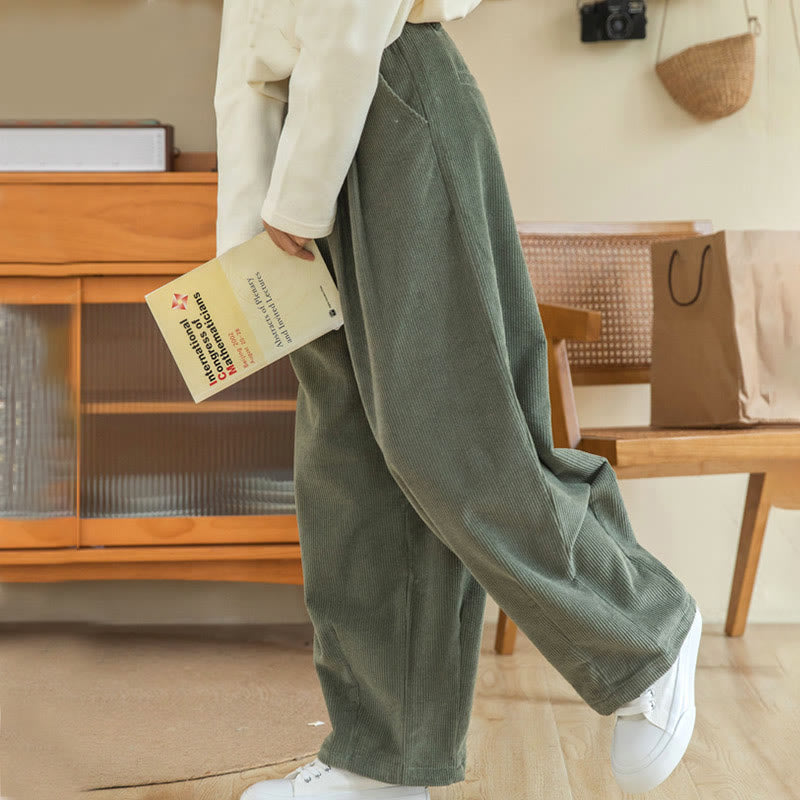 Buddha Stonesレディース ハイウエスト ジッパーデザイン ワイドレッグ コットンコーデュロイパンツ ポケット付き - image 7