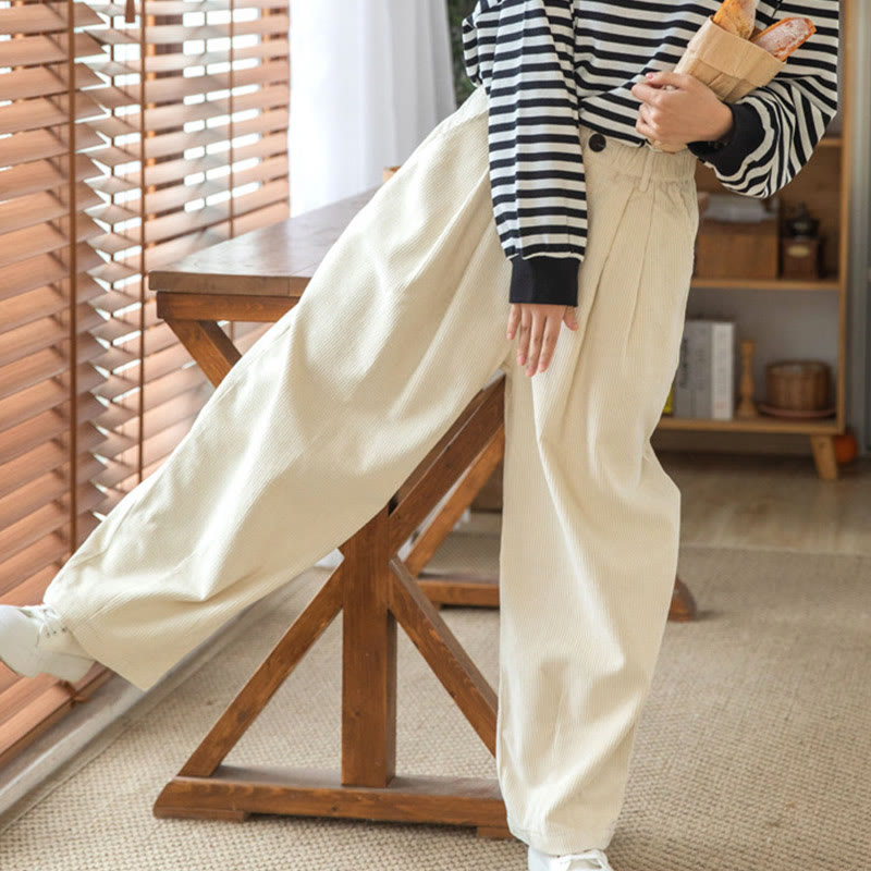 Buddha Stonesレディース ハイウエスト ジッパーデザイン ワイドレッグ コットンコーデュロイパンツ ポケット付き - image 24