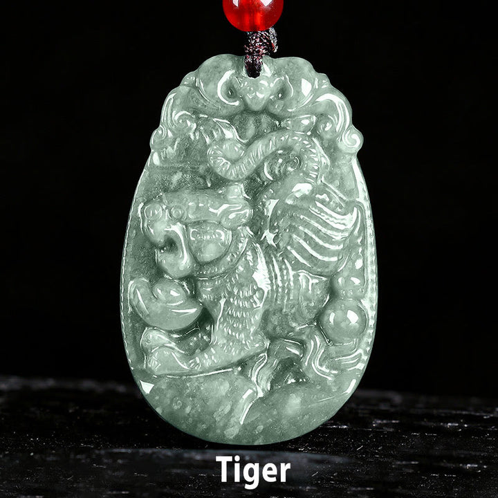 Buddha Stones中国の十二支 翡翠 午年 幸運 ロープ ネックレス ペンダント - 虎 - image 13
